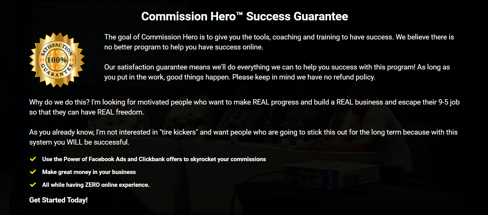 Commission Hero™ Success Guarantee